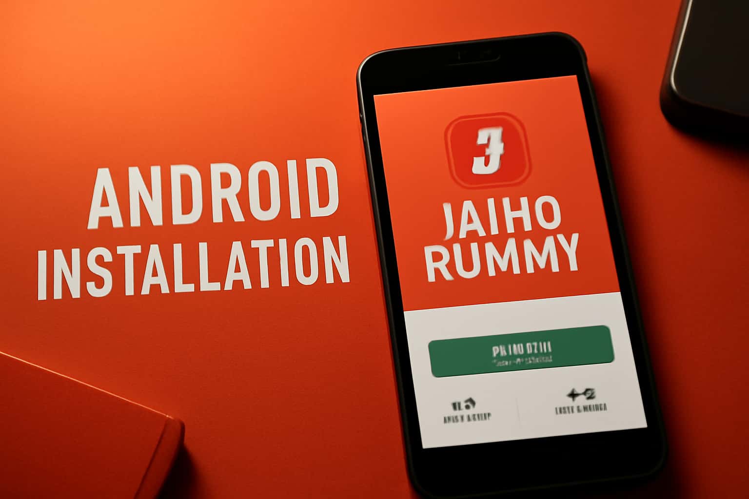 Image illustrating the installation process of the Jaiho Rummy app on Android devices.