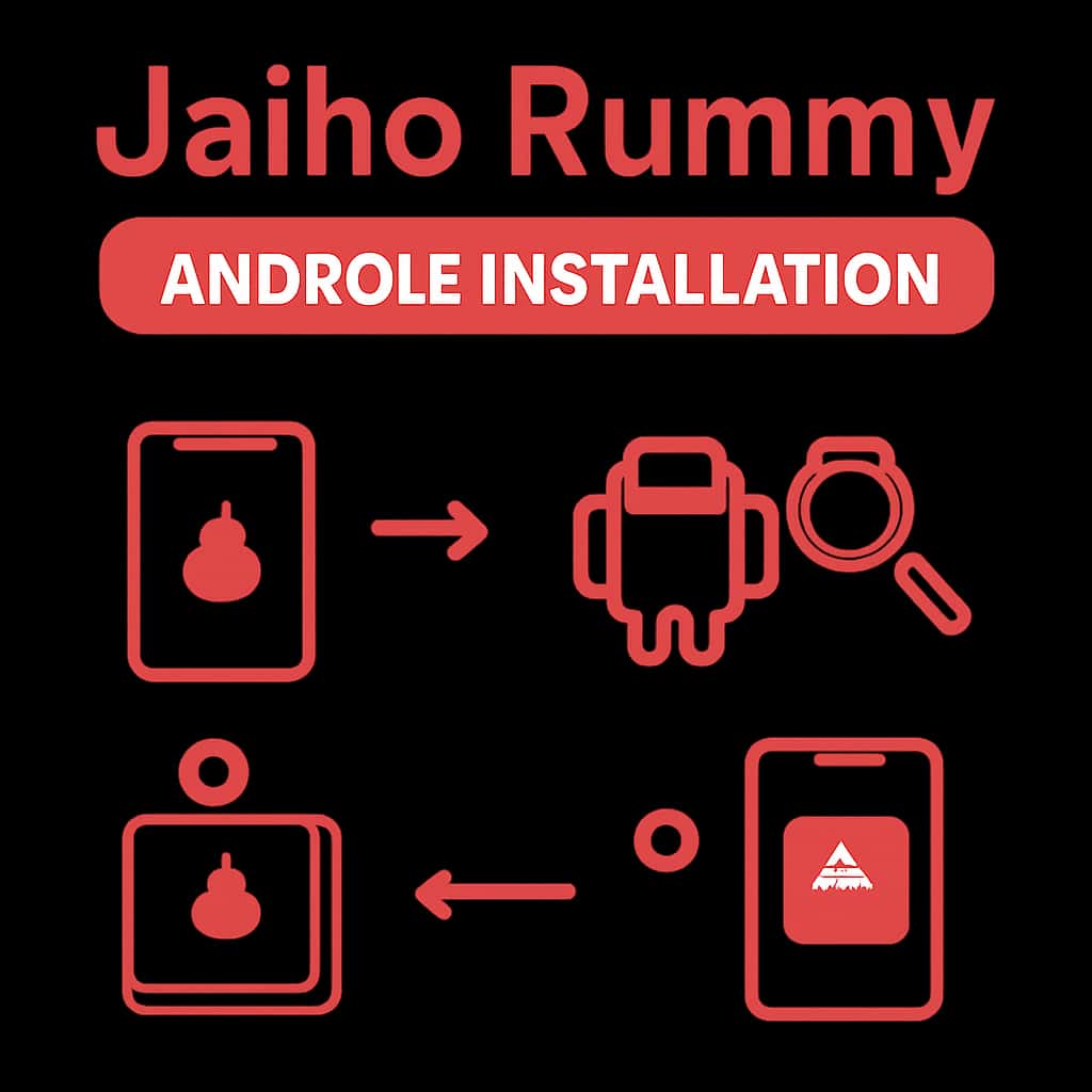 Illustration showing step-by-step installation instructions for Jaiho Rummy.